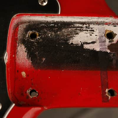 Fender Musicmaster II refinished string-thru modification 1966 Red image 23