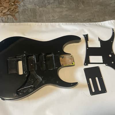 1990 Japan Ibanez RG550M Black Refinished Strat Guitar Body Floyd Ready & Pickguard