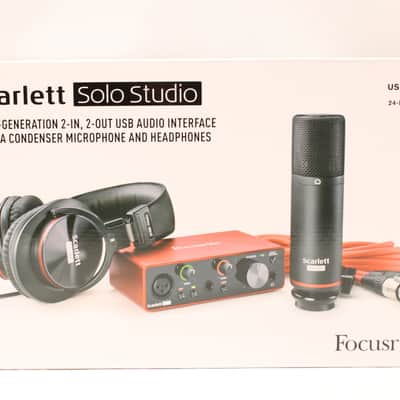 Focusrite Scarlett Solo 2nd Gen Studio Bundle with Headphones,Mic and Cable 2016 - 2018 - Black/Red image 1