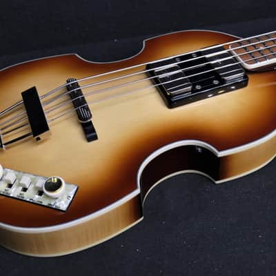 Hofner HCT-500/1-CV Cavern McCartney Revolution Look Custom Beatle Bass Tea Cups, RUGBY BALL TUNER BUTTONS & LaBella 760FHB2 Flats image 2