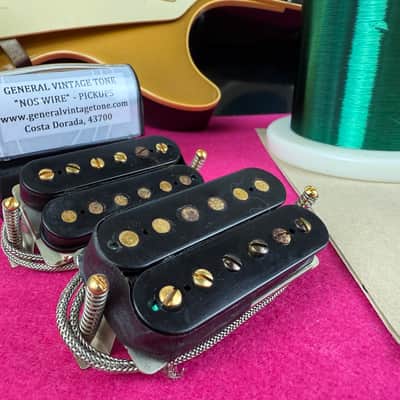 General Vintage Tone NOS Wire Pat. No. 1962  Humbucker Set Double Cellulose acetate black bobbins NOS WIRE image 1