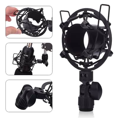Live Audio BM-800 All Black Series Set Equipment Condenser Microphone Set with Accessories as Shown image 7