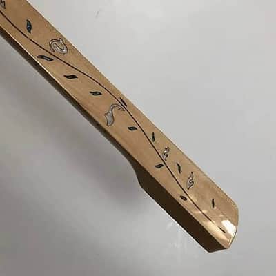 4 String Bass Fretless Maple Wood Neck, Tree of Life White Pearl Inlay image 6