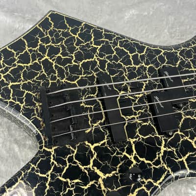 Late 1980's B.C. BC Rich NJ Series Warlock bass guitar in white crackle finish image 16