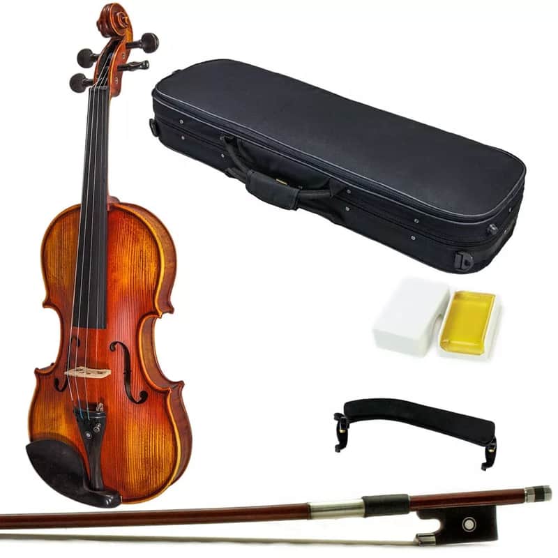 Paititi 4/4 Intermediate Violin Outfit | Hand-Carved Violin with Case, Bow & Accessories – Red-Brown Satin Finish image 1