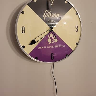 70's Style Gibson Round Light Up Wall Clock Killer Cool Man Cave/Garage Accessory image 5