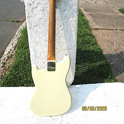 Fender Mustang Guitar, 1964, White, Kluson Tuners, Stackpole Pots, Case image 14