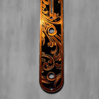 Engraved Toggle Control Plate for Telecaster Style Guitar in Burnt Orange Acrylic Mirror image 1