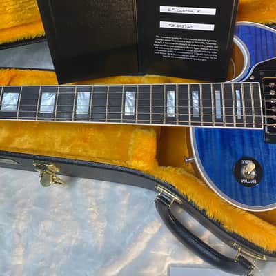 NEW! Gibson Dealer Select Custom Shop Les Paul Custom AAA Figured Flame Top - Transparent Blue / Natural Back - Authorized Dealer - WOW! 8.9 lbs - G06607 image 13