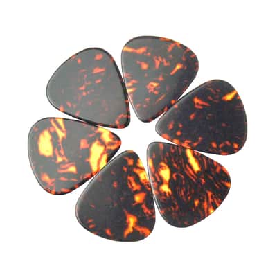 Celluloid Brown Tortoise Guitar Or Bass Pick - 0.46 mm Light Gauge - Thin 351 Shape - 6 Pack New