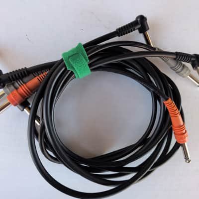 Hosa 4x3" TS patch cables - 2 L-Shape/Angled, 2 Straight - Black image 3