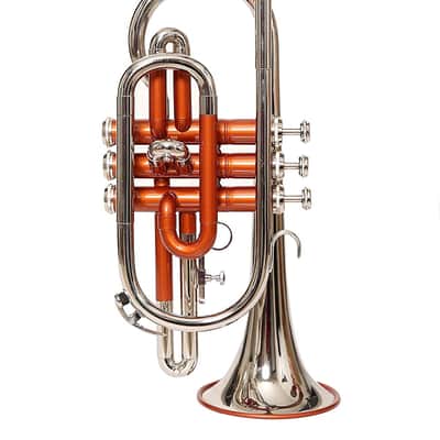 SAI MUSICAL CORNET Bb PITCH COPPER COLOR +BRASS SILVER WITH CASE AND MP 2022 image 4