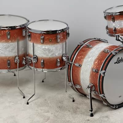 Ludwig 20/12/14/16" Classic Maple Two-Downbeat Outfit - Exclusive Fire Burst Pearl image 4