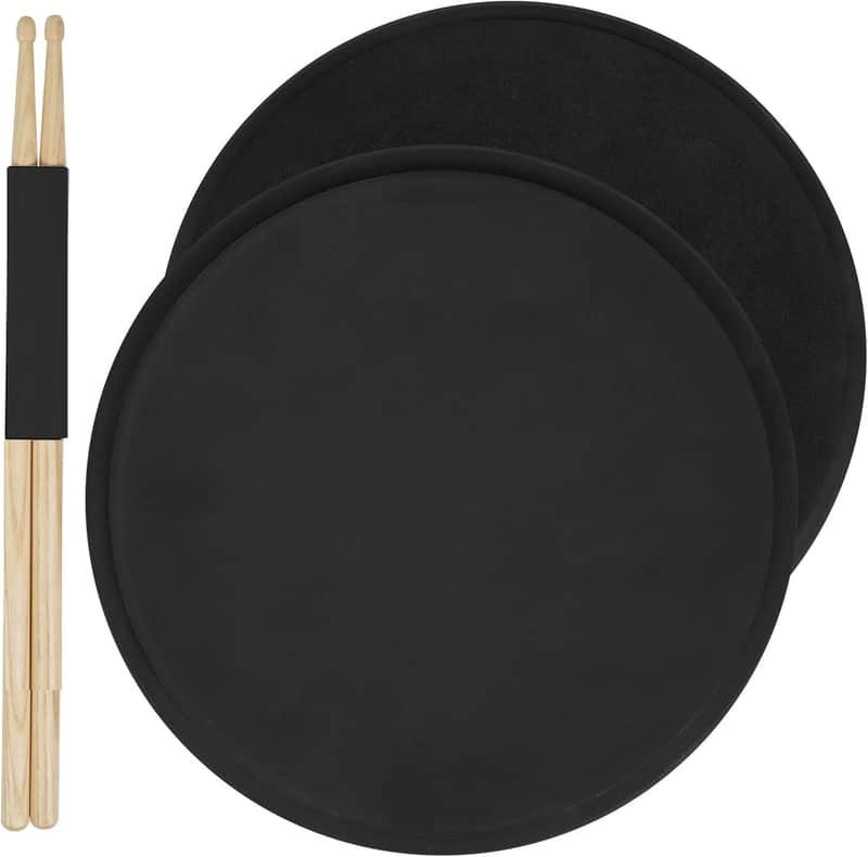 Practice Drum Pad, Drum Practice Pad, Silent Practice Pad for Drumming with Different Playing Surface with 1 Pairs Drum Sticks image 1