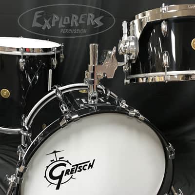 Gretsch USA Custom Round Badge 3 Piece Maple/Gum Shell Pack in Piano Black - 18,12,14 image 2