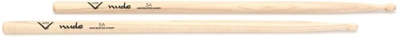 Vater Nude Series Hickory Drumsticks - 5A - Wood Tip (3-pack) Bundle image 1