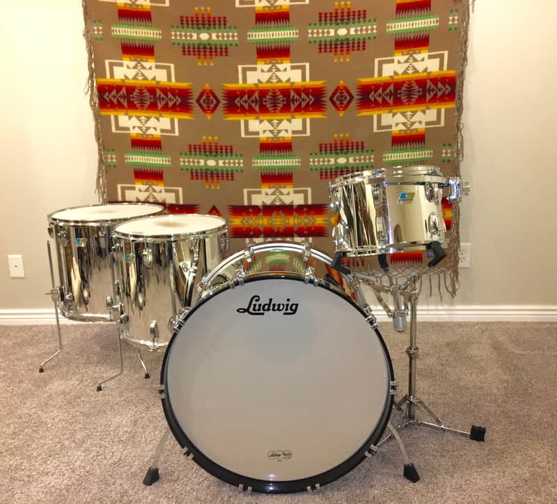 Custom Ludwig Classic Maple Mirror Chrome Drum Kit image 1