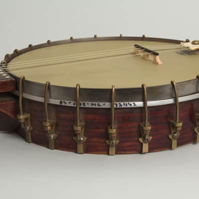 Minstrel Banjo (maker unknown), c. 1870, original black coffin case. image 16