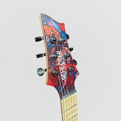Schecter USA Custom Shop Sunset Extreme 6 Stabilized Top Electric Guitar - Blue/Red image 8