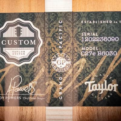 Taylor Custom Shop C27e B6030 2026 Catch Custom #30 Grand Pacific Acoustic/Electric Guitar - Mahogany with Hardshell Case image 14