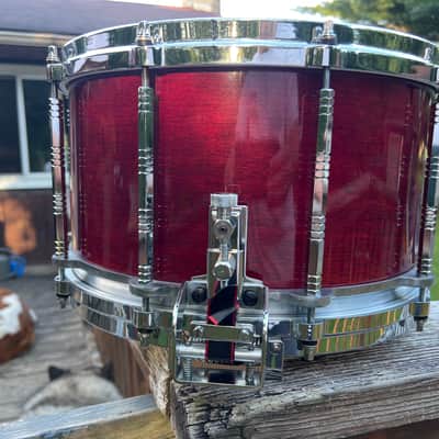 Pearl GA-914ED 14x8” Maple Fiberglass Free Floating snare 1983 - Cherry image 9