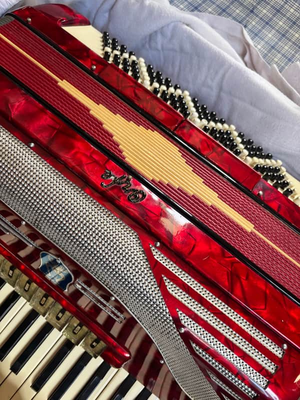 Orfeo Orfeo 120 Bass Piano Accordion 1950s - Red pearloid image 1