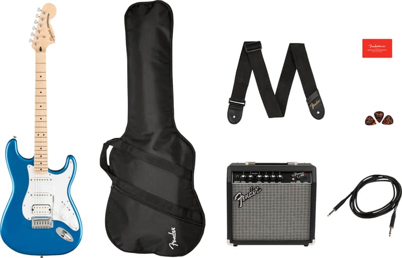 Squier Affinity Series Stratocaster HSS Pack, Maple FB, Lake Placid Blue, Gig Bag, 15G image 1
