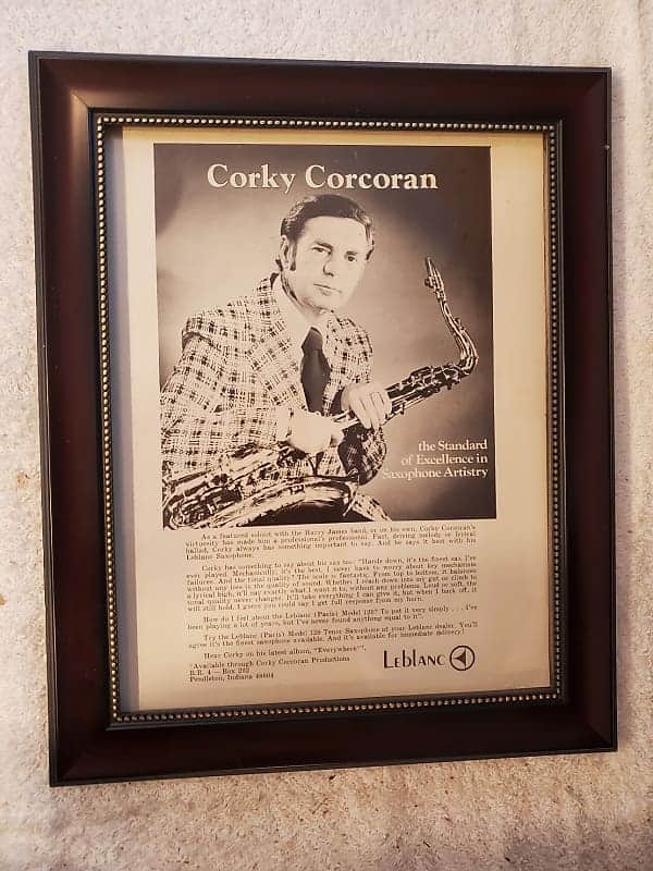 1974 Leblanc Horns Promotional Ad Framed Corky Corcoran Saxophone Original image 1