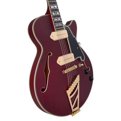 D'Angelico Deluxe Brighton Baritone - Satin Trans Wine (DADBSSSTWGS) image 8