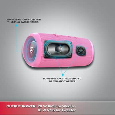 CERWIN-VEGA! Vega Mini - VMPNK Compact Bluetooth Speaker, Powerful Bass,Water Resistant Bluetooth Speaker, Portable Wireless Speakers for Travel, Home, and Outdoor Use – Pink image 5