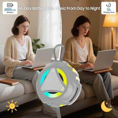 Portable Waterproof Bluetooth Speaker with RGB Lights, Floating Design, Built-In Microphone, 24-Hour Playtime & TWS Stereo for Shower, Pool, Beach and Outdoor Use image 8