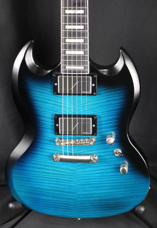 2021 Epiphone SG Prophecy Fishman Fluence Electric Guitar Blue Tiger Aged Gloss image 1