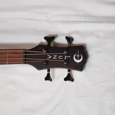 LUNA Tribal 34" long scale 4-string acoustic electric BASS guitar NEW w/ Gig Bag image 5