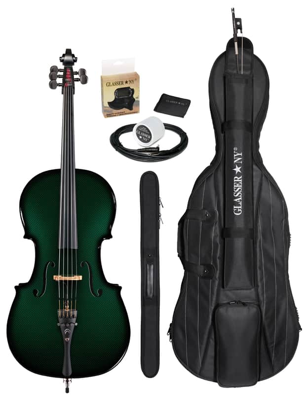 Glasser Carbon Composite Acoustic Electric 5-String Cello Outfit 4/4 size 2020s Green image 1