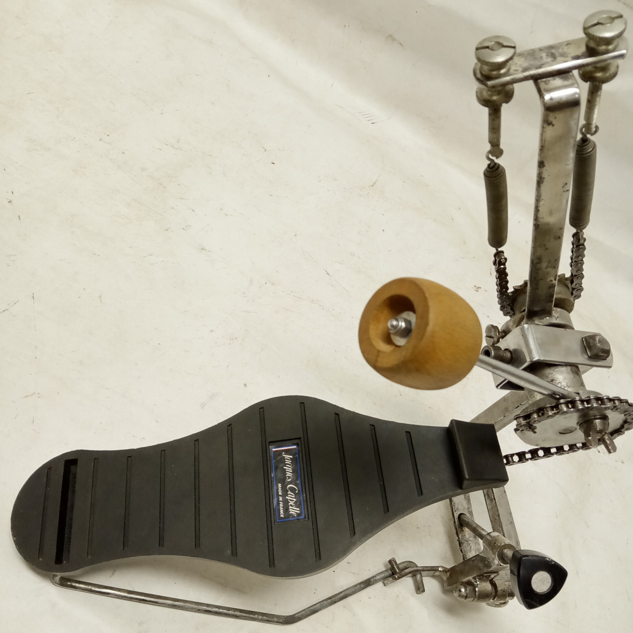 Jacques Capelle Excalibur Bass Drum Pedal Carbon Fiber Solid Footboard 70s Twin — main photograph