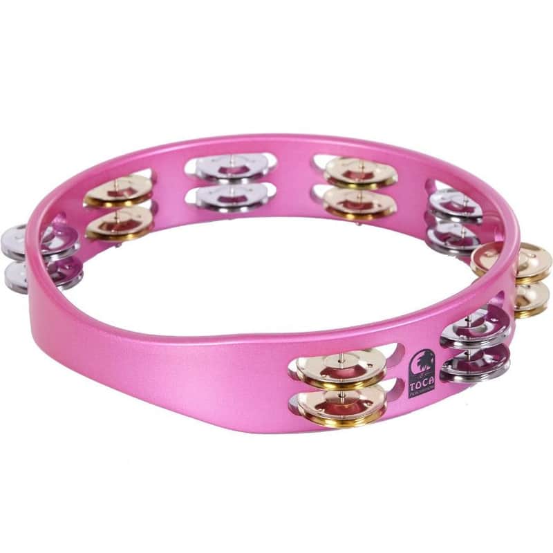 Toca ColorSound Tambourine 10" Pink Haze w/Nickel & Brass Jingles image 1