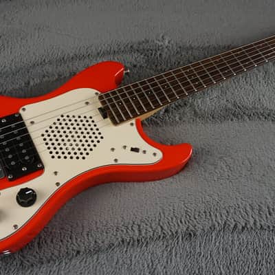 Marine Rider Travel Electric Guitar w/ Built-In Speaker – Compact Practice Guitar – Red image 4