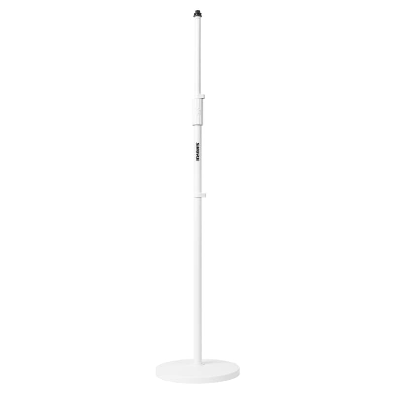 Shure by Gator Round Base Mic Stand with Standard Height-Adjustable Twist Clutch and 10" Base, White (SH-RBMICSTAND10-W) image 1