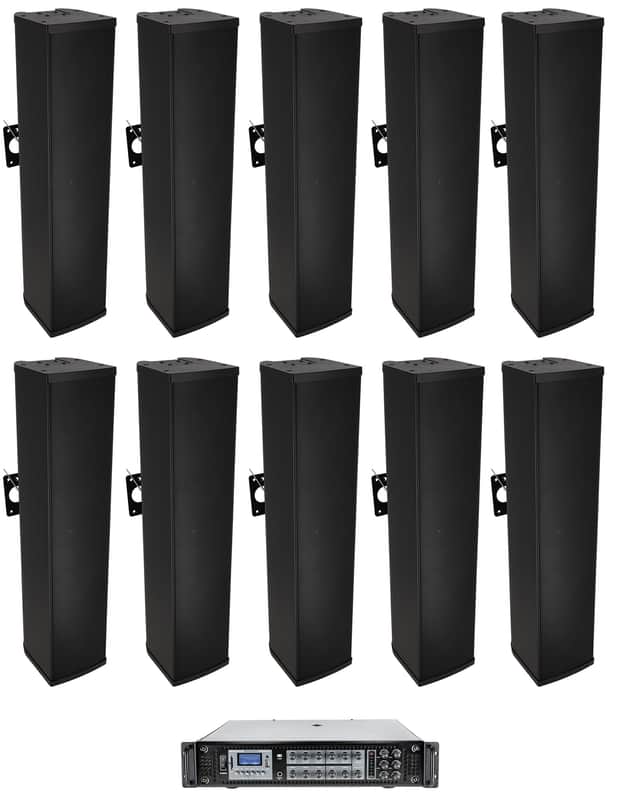 (10) Rockville WET ARRAY 100 BLACK Wall Mount Array 70V Commercial Speakers+Amp image 1