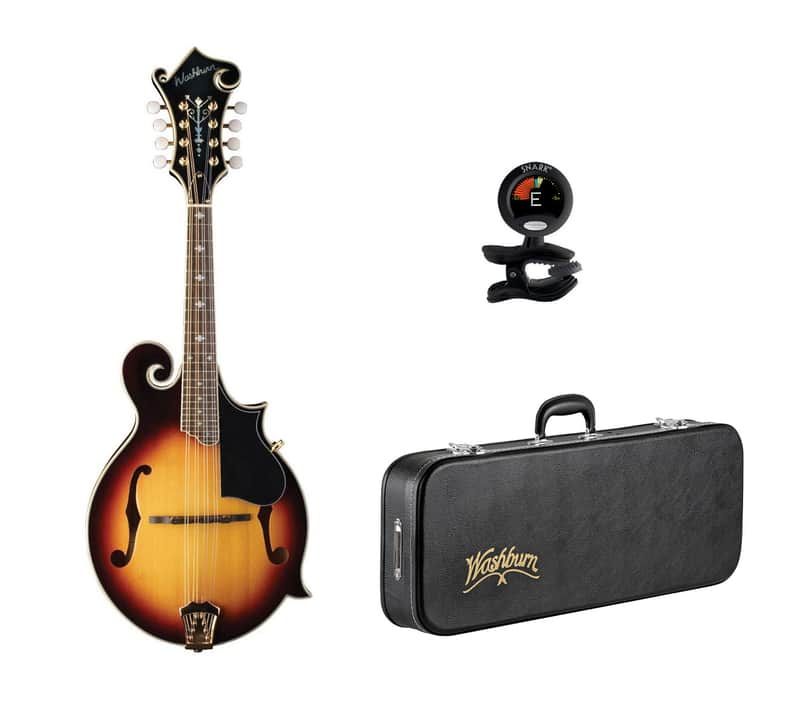 Washburn Florentine F-Style Mandolin w/ Hardshell Case - Tobacco Sunburst+Snark SN-5 Clip-On Tuner image 1