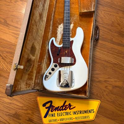 1961 Fender Jazz Bass Left-Handed Olympic White Nitro Refinish w/ Original Pickups & Case image 1