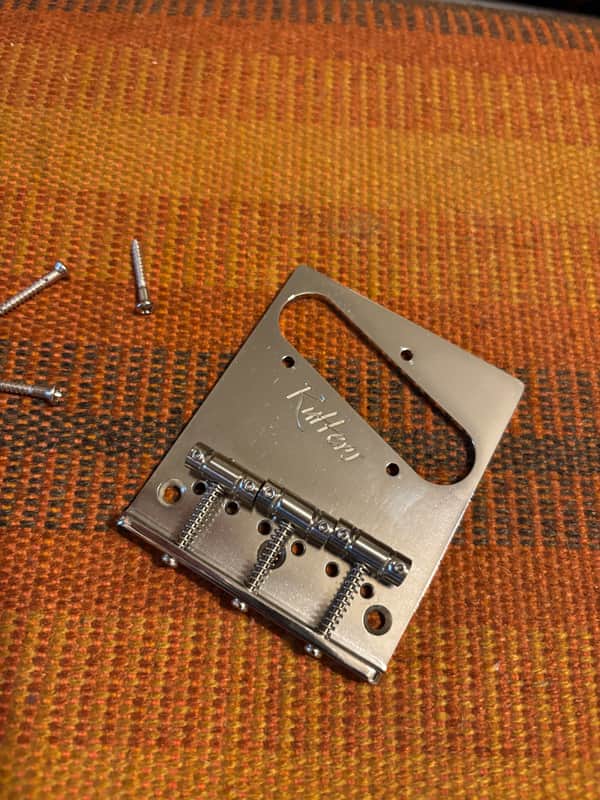 Rutters Modern Telecaster bridge with Gotoh titanium in-tune saddles - Chrome image 1