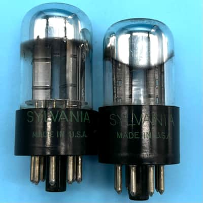1950s Sylvania 6SN7GTB x2 Vintage Matched Pair Chrome Top Black Plate Tubes!T292 image 1