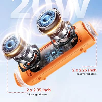 20W Portable Bluetooth Speaker with HD Audio, IPX5 Water-Resistant Design, 24H Battery, TWS Stereo Pairing for Home, Travel & Outdoor Use image 2