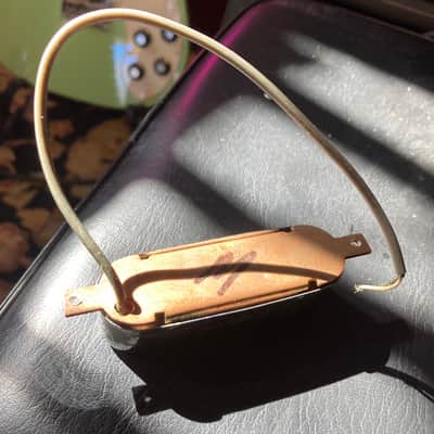 Teisco? Kawai? Vintage MIJ Single Coil Pickup with Chrome Surround Ring 1960s White Chrome image 3