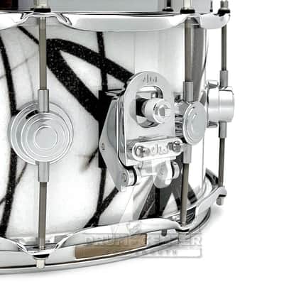 DW Collectors Maple Snare Drum 14x6.5 White Glass Contrails image 2