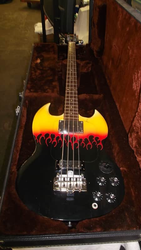 Gibson EB-3 Black w/ Flames image 1