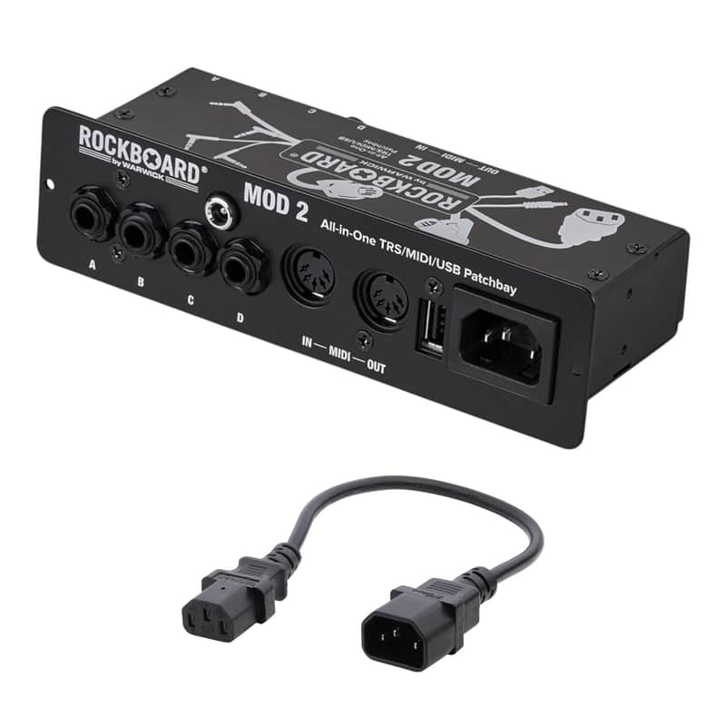 Rockboard MOD2 V2 4xTRS 2xMIDI 1xUSB Pedalboard Patchbay + IEC Power Patch Cable image 1