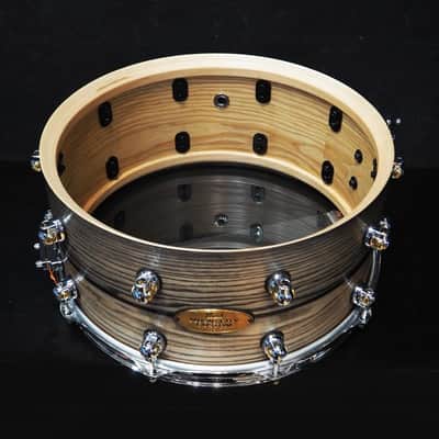 Pearl USED ​​MCCA1465S/C #1010 Music City Custom -USA Solid Ash Shell Snare Drums 14×6.5 [Hand-rubbed Two Tone Ash w/Ebony Inlay] image 8