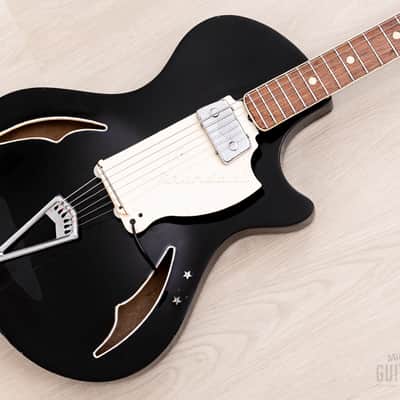 1960 Wandre Blue Jeans Vintage Aluminum Neck Hollowbody Guitar Black w/ Davoli Pickup, Case image 1